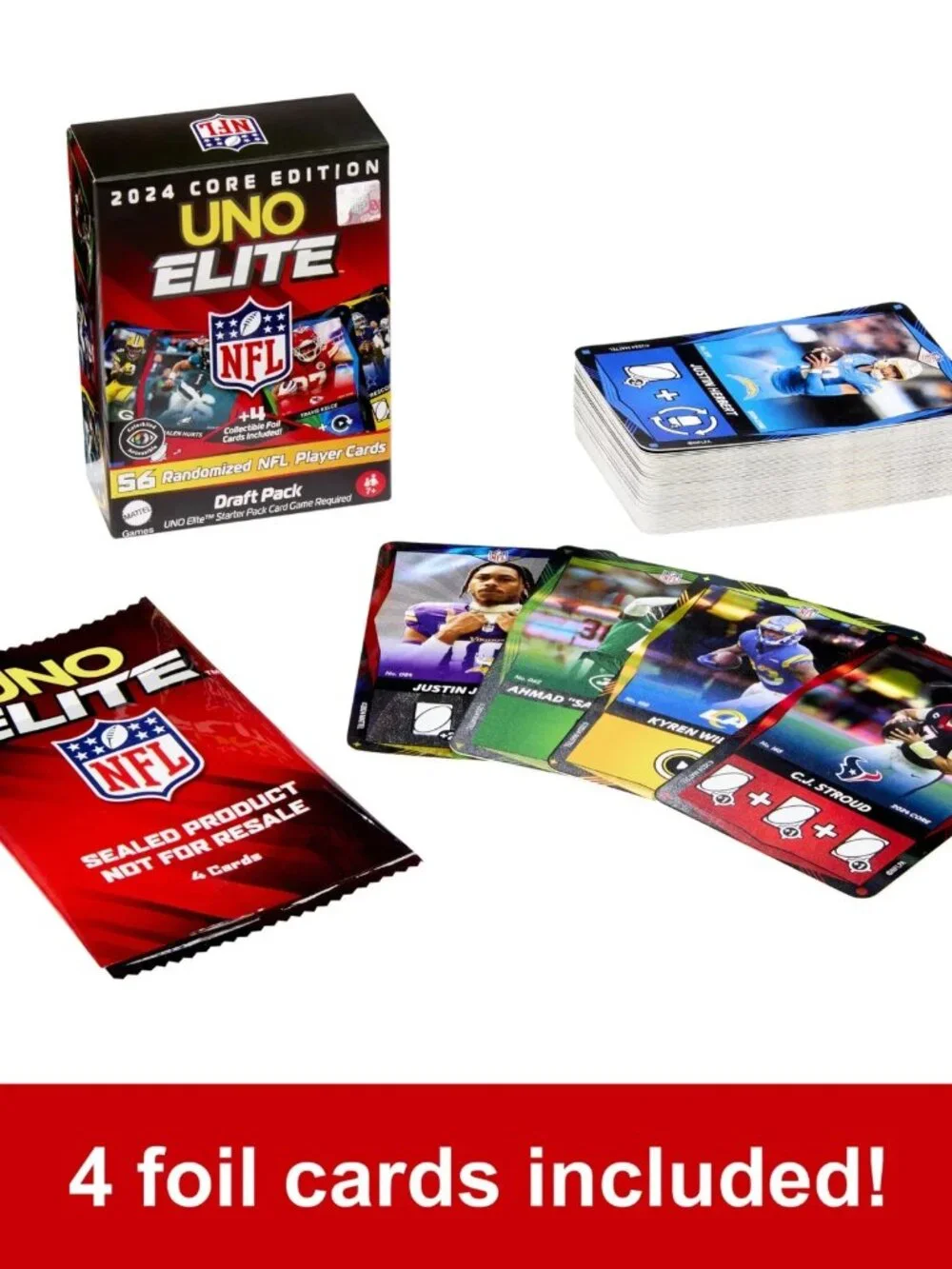 UNO Elite NFL Draft Pack Collector Cards with 4 Surprise Foil Cards
